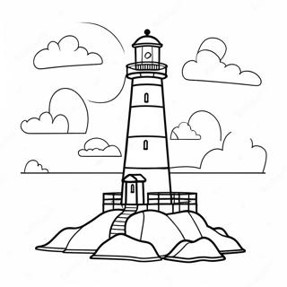Pagina da Colorare del Faro Colorato vicino al Mare | pagina da colorare Faro