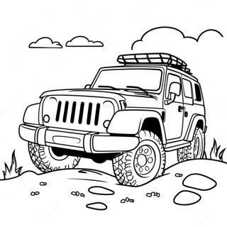 Pagina da Colorare di un SUV Sportivo in Avventura Off-Road | pagina da colorare SUV