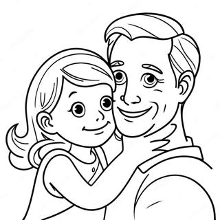 Pagina da Colorare Padre e Figlia Giocosi | pagina da colorare Padre e Figlia