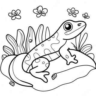 Pagina da Colorare Salamandra Colorata nella Natura | pagina da colorare Salamandra