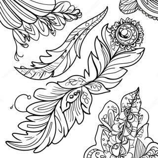Pagina da colorare di una piuma boho affascinante | pagina da colorare Boho Semplice