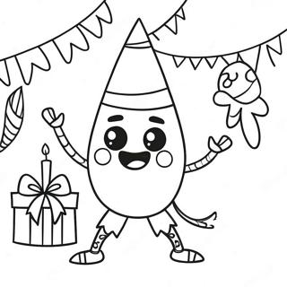 Pagina da Colorare Piñata Felice a una Festa di Compleanno | pagina da colorare Pignatta