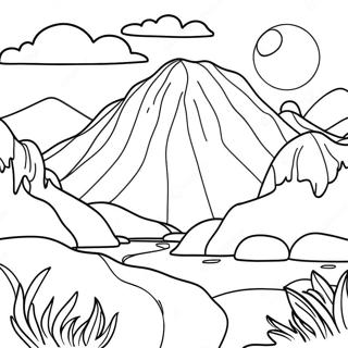 Pagina da colorare del paesaggio cileno | pagina da colorare Cile