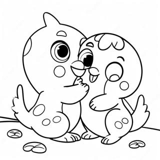 Pagina da Colorare di Hatchimals Carini che Giocano Insieme | pagina da colorare Hatchimals