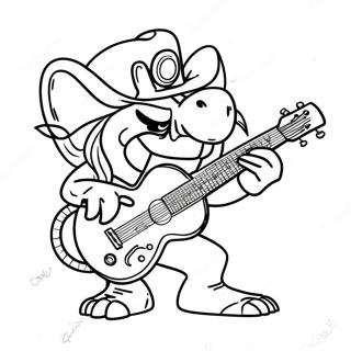 Pagina da Colorare di Lemmy Koopaling che Suona la Chitarra | pagina da colorare Koopalings