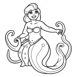 Pagina da Colorare di Ursula con Tentacoli Colorati | pagina da colorare Ursula
