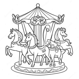 Pagina da Colorare di Animali del Carosello Fantasiosi | pagina da colorare Giostra