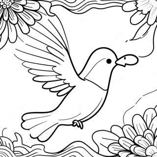 Pagina da Colorare con Colomba Elegante in Volo | pagina da colorare Colomba