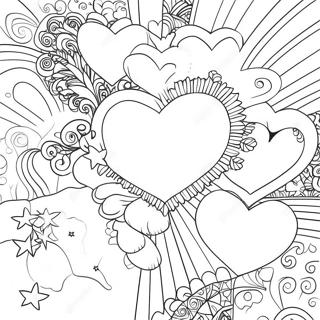 Pagina da Colorare con Cuori e Stelle | pagina da colorare Cuori e Stelle