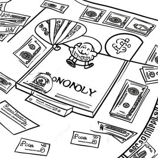 Pagina da Colorare con Soldi del Monopoly | pagina da colorare Monopoli
