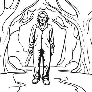 Pagina da Colorare Serial Killer Inquietante nelle Ombre | pagina da colorare Serial Killer