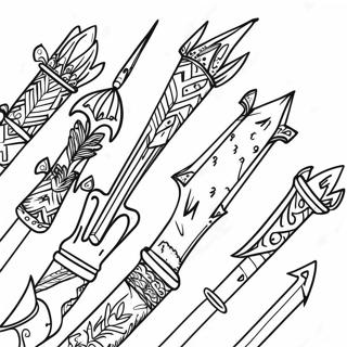 Pagina da colorare di un quiver fantasy pieno di frecce magiche | pagina da colorare Fletta