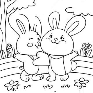 Pagina da Colorare di Max e Ruby che Giocano nel Giardino | pagina da colorare Max e Ruby