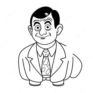 Pagina da Colorare di Mr Bean in Costume Buffo | pagina da colorare Mr Bean