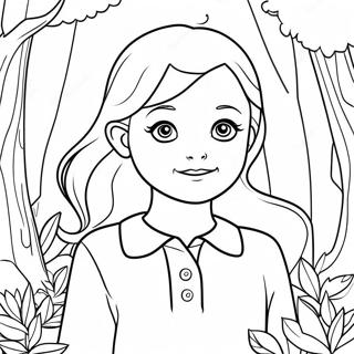 Pagina da Colorare di Emma in una Foresta Magica | pagina da colorare Emma