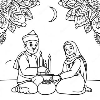 Pagina da Colorare della Celebrazione dell'Eid | pagina da colorare Eid
