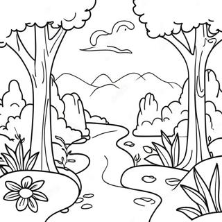 Scena Naturale Verde da Colorare | pagina da colorare Verde