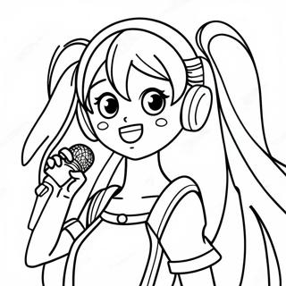 Hatsune Miku che Canta da Colorare | pagina da colorare Vocaloid