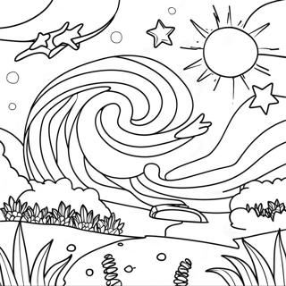 Pagina da Colorare Notte Stellata | pagina da colorare Notte