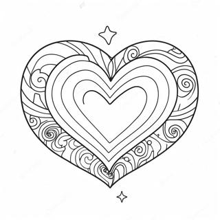 Pagina da Colorare Cuore Arcobaleno Colorato con Stelle | pagina da colorare Cuore Arcobaleno