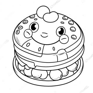Pagina da Colorare con waffle carino in stile cartone animato | pagina da colorare Waffle