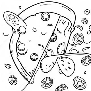 Pagina da Colorare della Deliziosa Pizza | pagina da colorare Cibo e Bevande