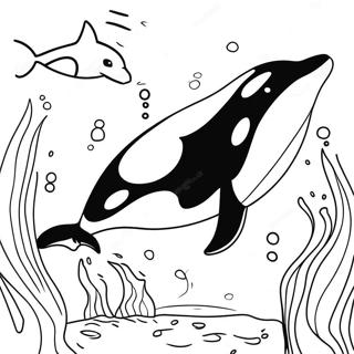 Pagina da Colorare di Orca Giocosa che Nuota | pagina da colorare Orca