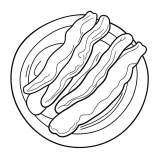 Pagina da Colorare del Bacon Croccante su un Piatto | pagina da colorare Bacon