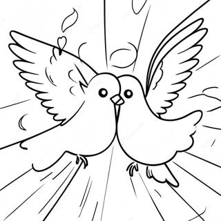 Pagina da Colorare di Colombe Colorate di Pentecoste | pagina da colorare Pentecoste