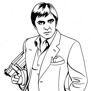 Scarface con Pistola Pagina da Colorare | pagina da colorare Scarface