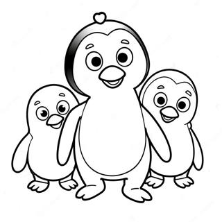 Pagina da Colorare di Pingu con Amici | pagina da colorare Pingu