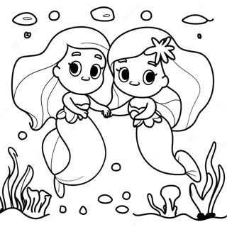 Ariel e Melody avventura sottomarina da colorare | pagina da colorare Ariel e Melody