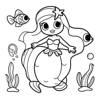 Ariel con pesci colorati da colorare | pagina da colorare Ariel e Melody