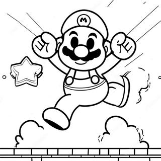 Pagina da colorare di Super Mario che salta | pagina da colorare Nintendo