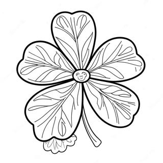Pagina da colorare di trifoglio a quattro foglie fortunato | pagina da colorare Clover