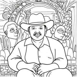 Pagina da Colorare del Murale Vivace di Diego Rivera | pagina da colorare Diego Rivera