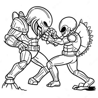 Pagina da Colorare della Battaglia tra Alieno e Predator | pagina da colorare Alien vs Predator