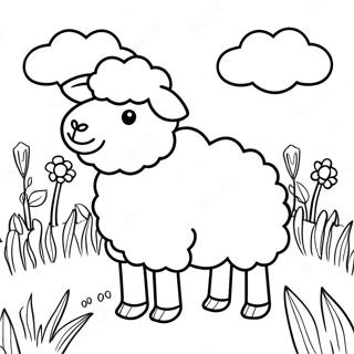 Pagine da colorare di un agnello soffice in un prato | pagina da colorare Pecora