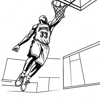 Pagina da Colorare Shaquille O'Neal che Schiaccia | pagina da colorare Shaq
