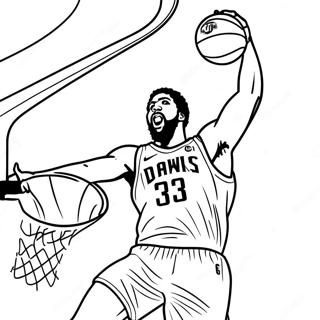 Pagina da colorare di Anthony Davis che schiaccia il pallone | pagina da colorare Anthony Davis