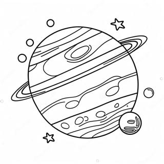 Pagina da Colorare di Giove Colorato con le Lune | pagina da colorare Giove