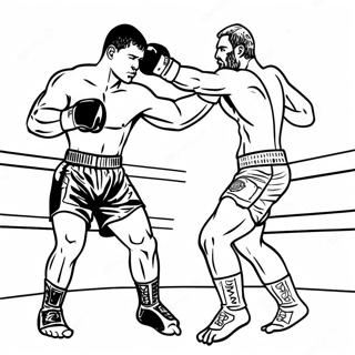 Pagina da Colorare di Combattenti MMA in Azione | pagina da colorare UFC