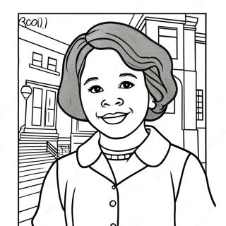 Pagina da Colorare del Momento Storico di Ruby Bridges | pagina da colorare Ruby Bridges