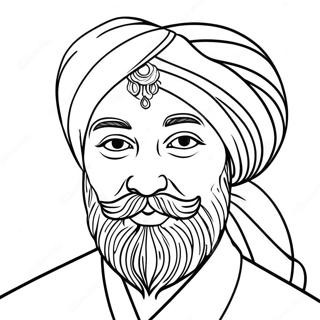 Pagina da Colorare del Turbante Sikh Colorato | pagina da colorare Sikh