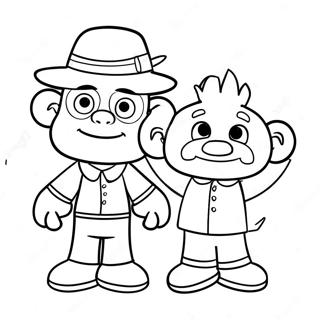 Pagina da Colorare di Jeffy Divertente con il Burattino | pagina da colorare Jeffy