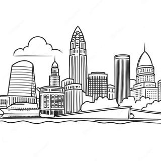 Pagina da Colorare dello Skyline di Cleveland | pagina da colorare Ohio