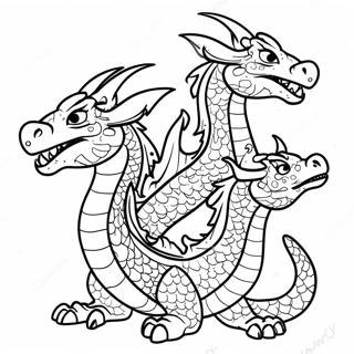 Drago a Tre Teste Pagine da Colorare