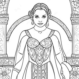 Padme in Abito Elegante da Colorare | pagina da colorare Padme