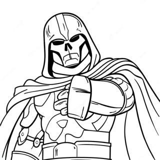 Pagina da colorare di Dr Doom in battaglia | pagina da colorare Dottor Doom