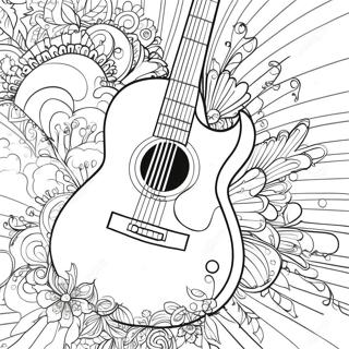 Pagina da Colorare Chitarra Colorata | pagina da colorare Strumento